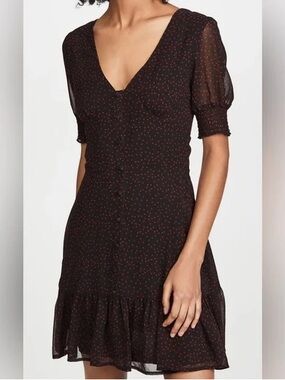 BB Dakota Black Mini Dress with Red Dot Print